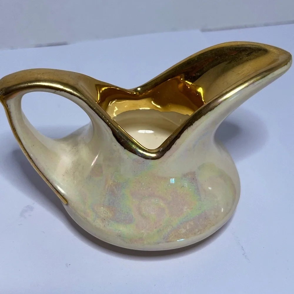 Vintage Pearl China Co. 3-Piece Lusterware Console Set 22K Gold Trim USA